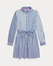 Polo Ralph Lauren Girls Size 12 Striped Cotton Poplin Fun Shirtdress