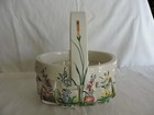 Italian Ancora Ceramic Pottery Woven Design Basket with Painted Floral Motif — photo 3