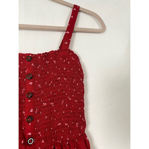 Hollister Damen rot schick Blumen Strampler gesmokt Spaghettiträger Größe Small - Bild 9 von 11