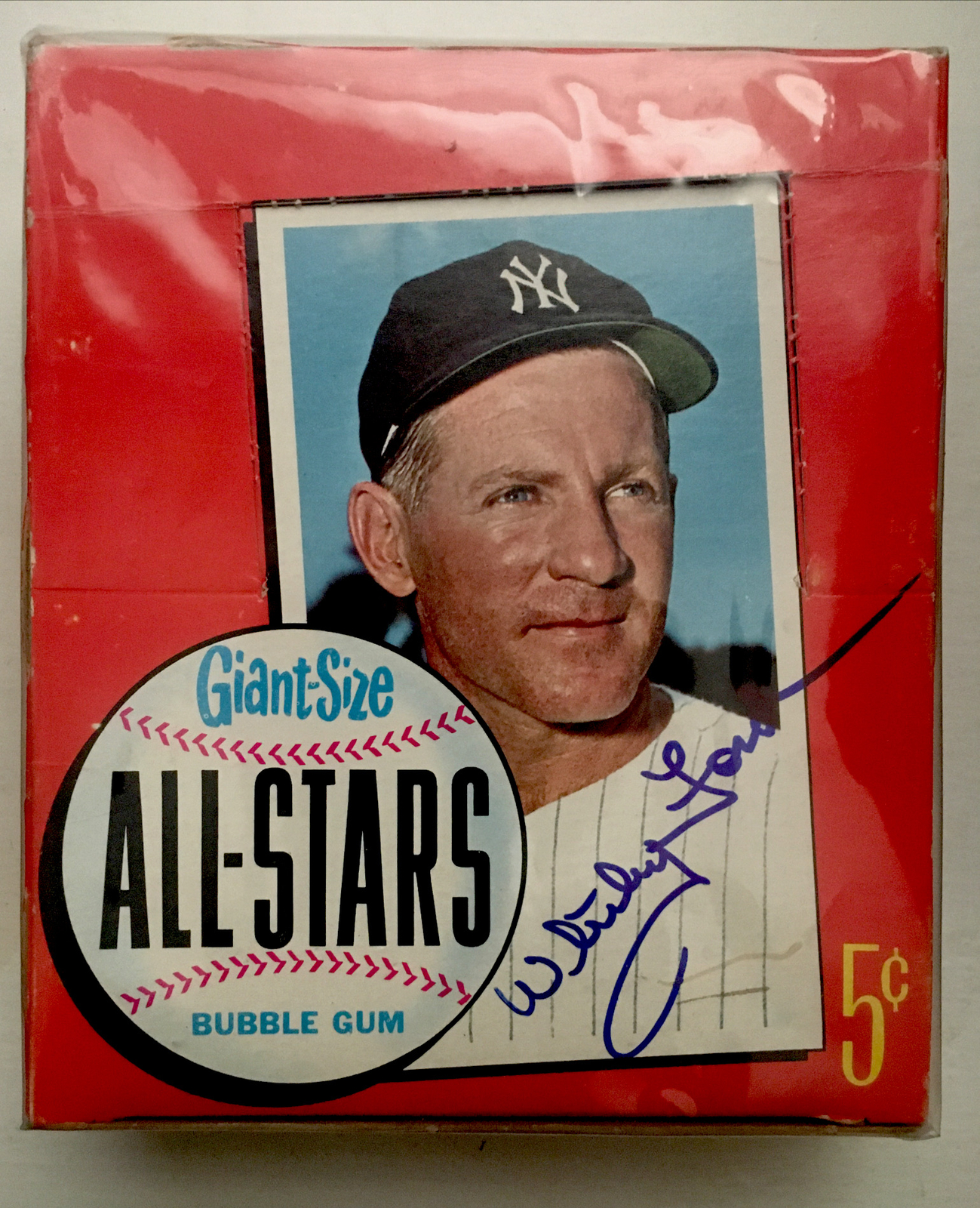 1964 Topps Giants BASEBALL card Display Box JSA COA Signed Whitey Ford