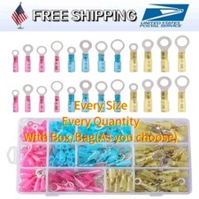 Heat Shrink Ring Wire Connectors 10 1/4'' 5/16'' 3/8'' Crimp Terminals 22-10AWG