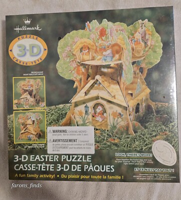 Hallmark puzzle 3D Easter Eggs Rabbits casse-tete Treehouse Sealed Vtg Rare HTF 