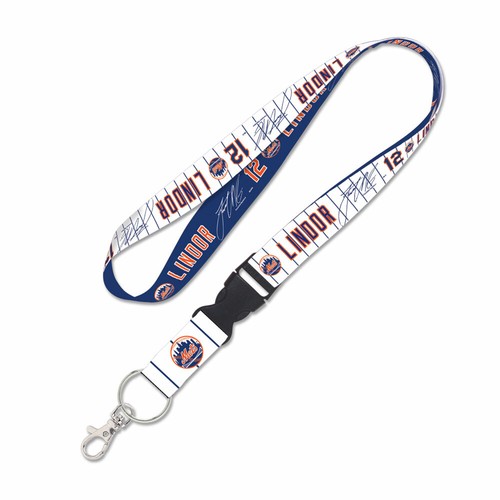 FRANCISCO LINDOR NEW YORK METS KEYCHAIN LANYARD DETACH BUCKLE 1" W 22" L