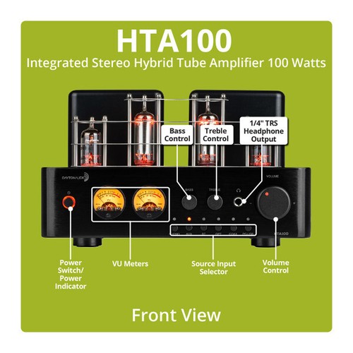 ⭐Dayton HTA100 Integrated Stereo Hybrid Tube Amplifier 100 Watts Bluetooth 5.0⭐ - Picture 2 of 5