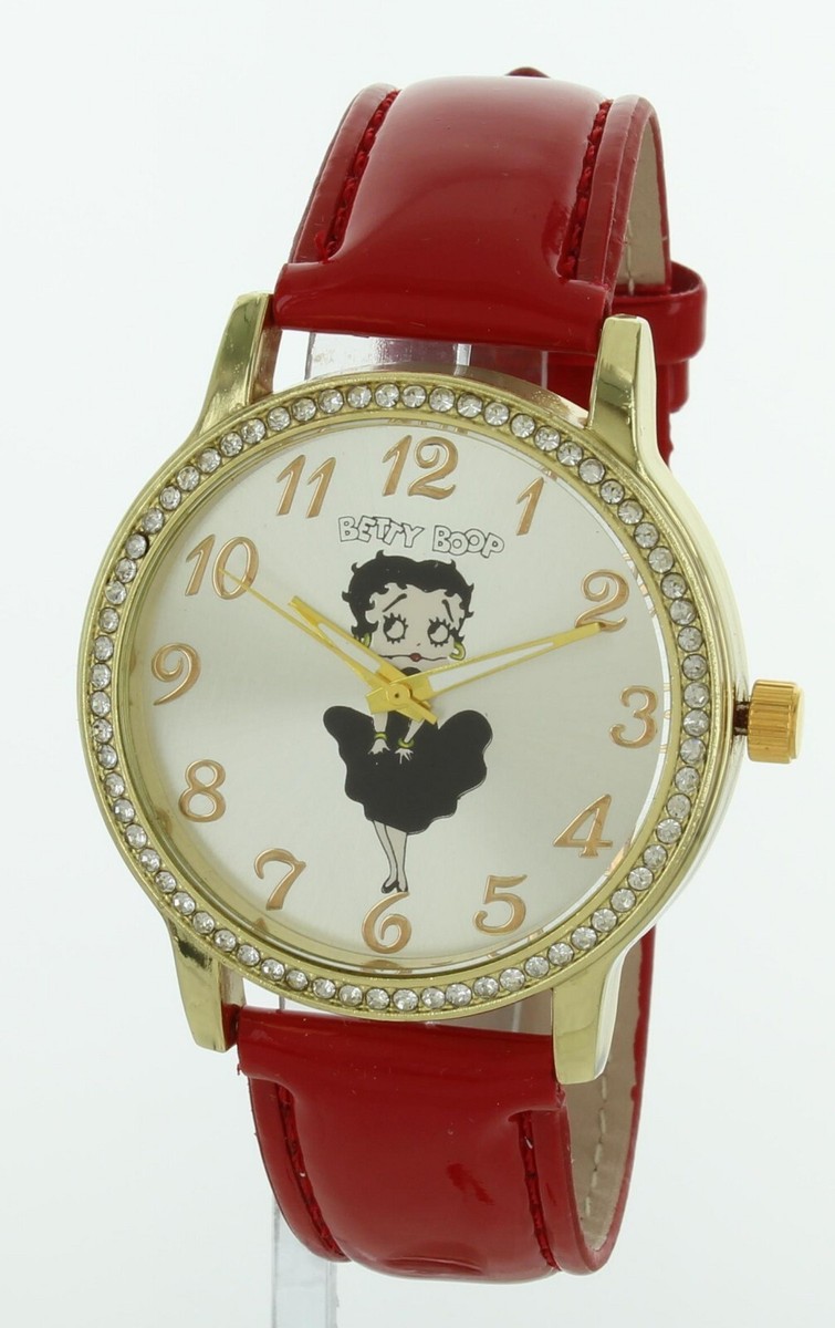 Ladies Betty Boop Watch 40mm RED Band Stone Bazel Easy To