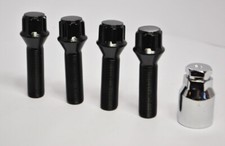Set Of 4 X M14 X 1.25 50mm Thread Locking Wheel Bolts Black