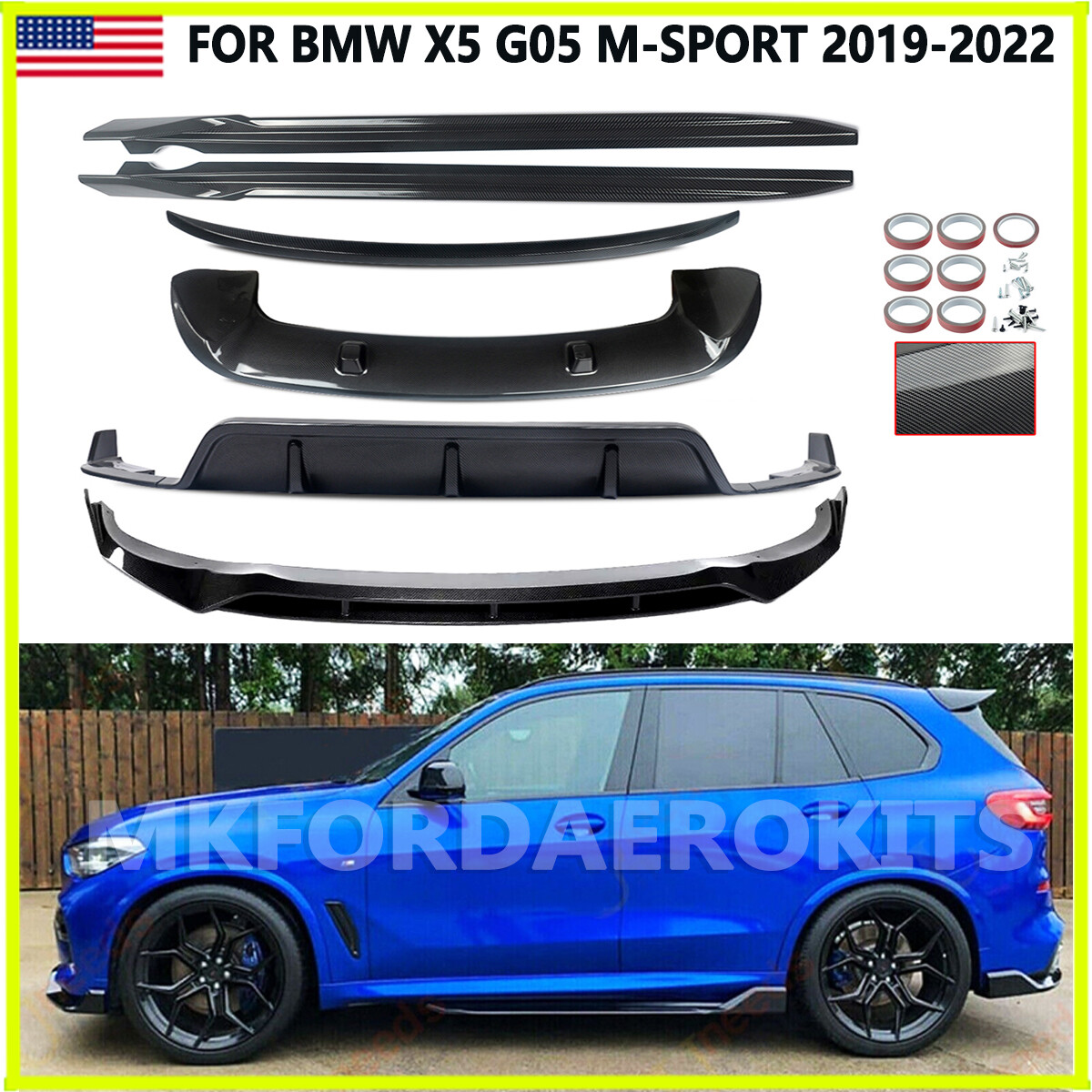 For BMW G05 X5 M Tech 2019-22 Carbon Look Front+Rear Lip Side