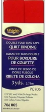 Wrights ~(PC706-0065) - Double Fold Bias Tape, Quilt Binding - Red, 3 yd