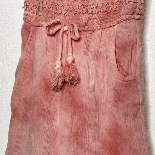 Justice Tie Dye Romper Smocked Coral Sleeveless Girls Size 7 Textured Summer - Picture 4 of 6