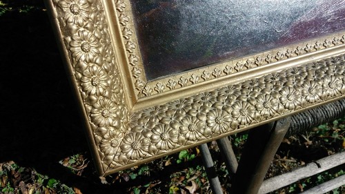 Antique Original Cat and Kittens Oil Painting On Canvas & Antique Floral Frame - Picture 5 of 9