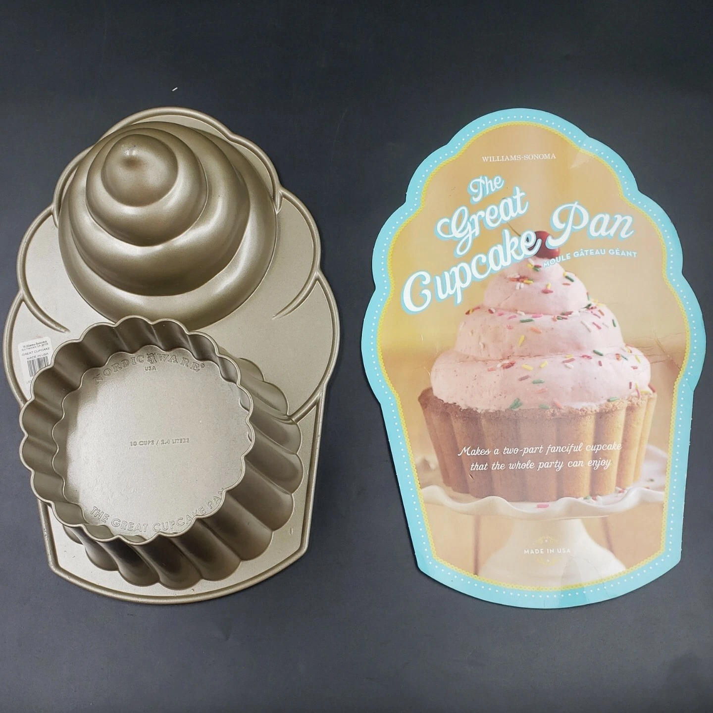 Nordic Ware Jumbo Cupcake Cake Pan Baking Mold Williams Sonoma Non-Stick 10 Cup