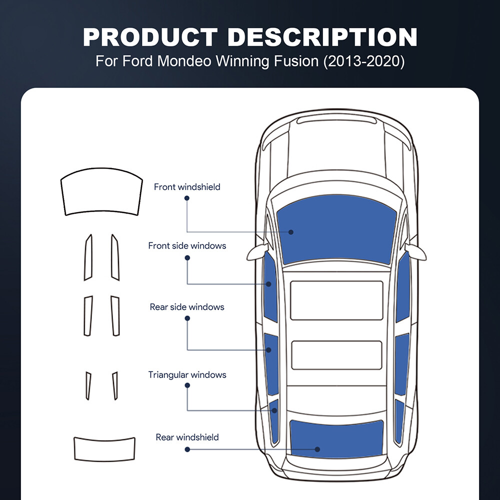 Ford Fusion Window Tint Pre-cut Pre-Cut Window Tint Film For Ford Fusion 2013-2020 - All Sides & Rear, Any Shade %, Lifetime Warranty Rear Window Tint - Foto 5