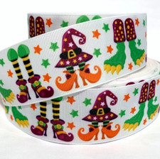 GROSGRAIN RIBBON 5/8", 7/8", 1.5", 3" Halloween witches Ghosts Printed