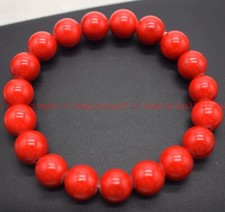 8/10/12/14mm Red Coral Round Beads Gemstone Elastic Healing Bracelets 7.5'' AAA