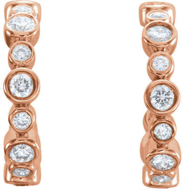 Diamond Bezel Set J-Hoop Earrings In 14K Rose Gold (1/4 ct  display picture 1