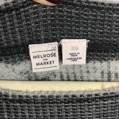 NWT Melrose & Market Nordstrom Waffle Knit Thermal Distressed Black Top Large - Picture 5 of 7