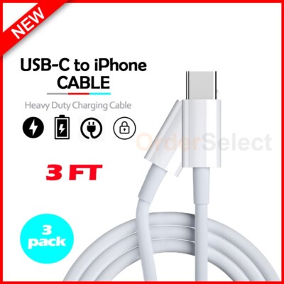 3X Fenzer USB-C Cable Charger Data Sync Cord for iPhone 5/6/7/8/X/11/12/13/14