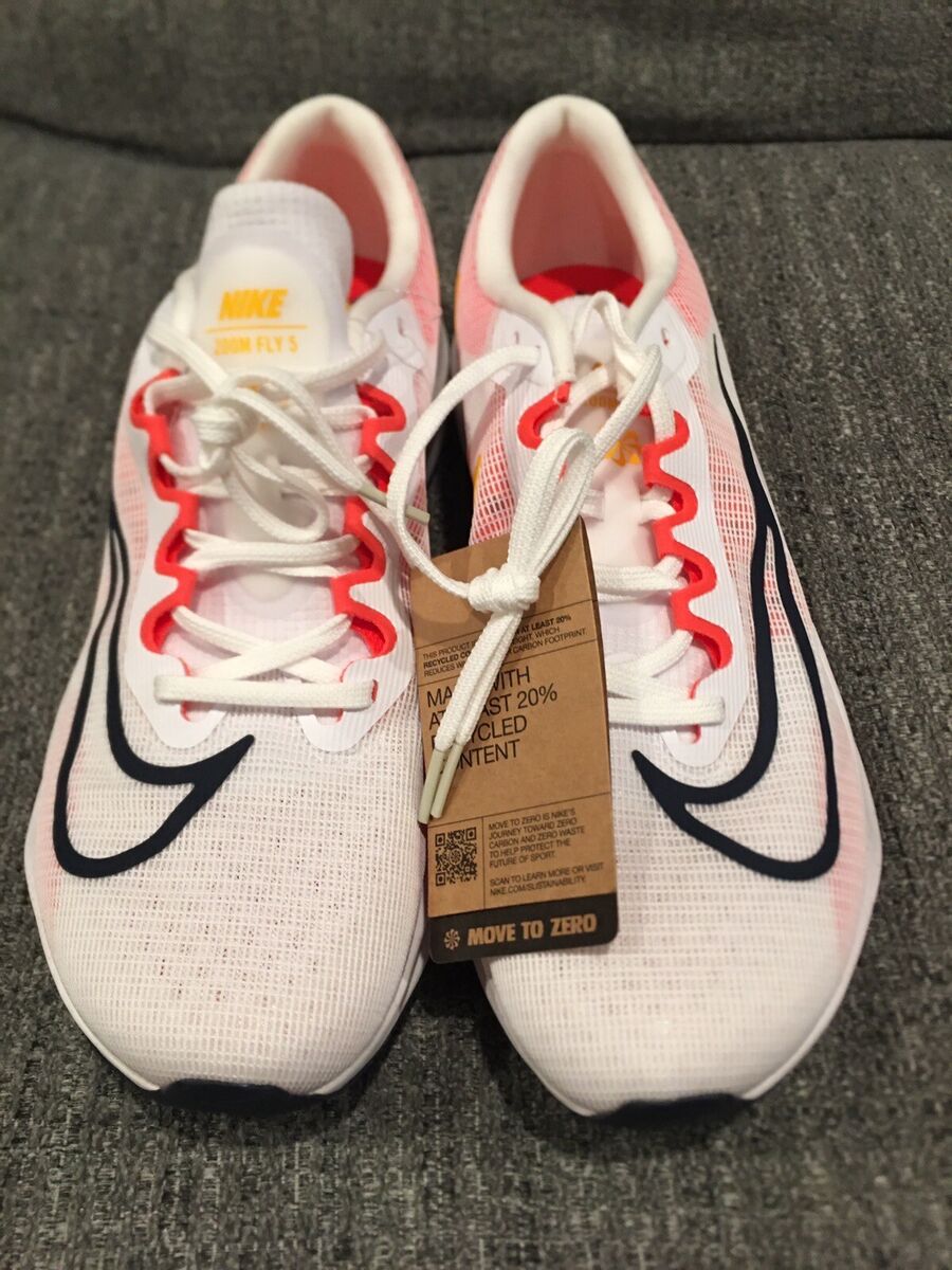 Nike Zoom X Fly 5 Running Shoes White/Bright Crimson Mens Nike Zoom X Fly 5 Running Shoes White/Bright Crimson Mens
