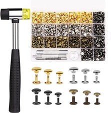 480 Sets Leather Rivets Kit 4 Colors Double Cap Rivets 3 Sizes Rivets for Lea...
