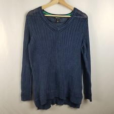 Style  Co Womens Sweater Size M Blue V Neck Long Sleeve Loose Knit