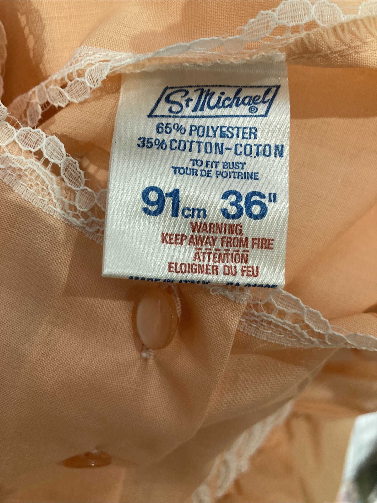 1970s Vintage Apricot Marks & Spencer Nightdress, Size 36" Bust 8