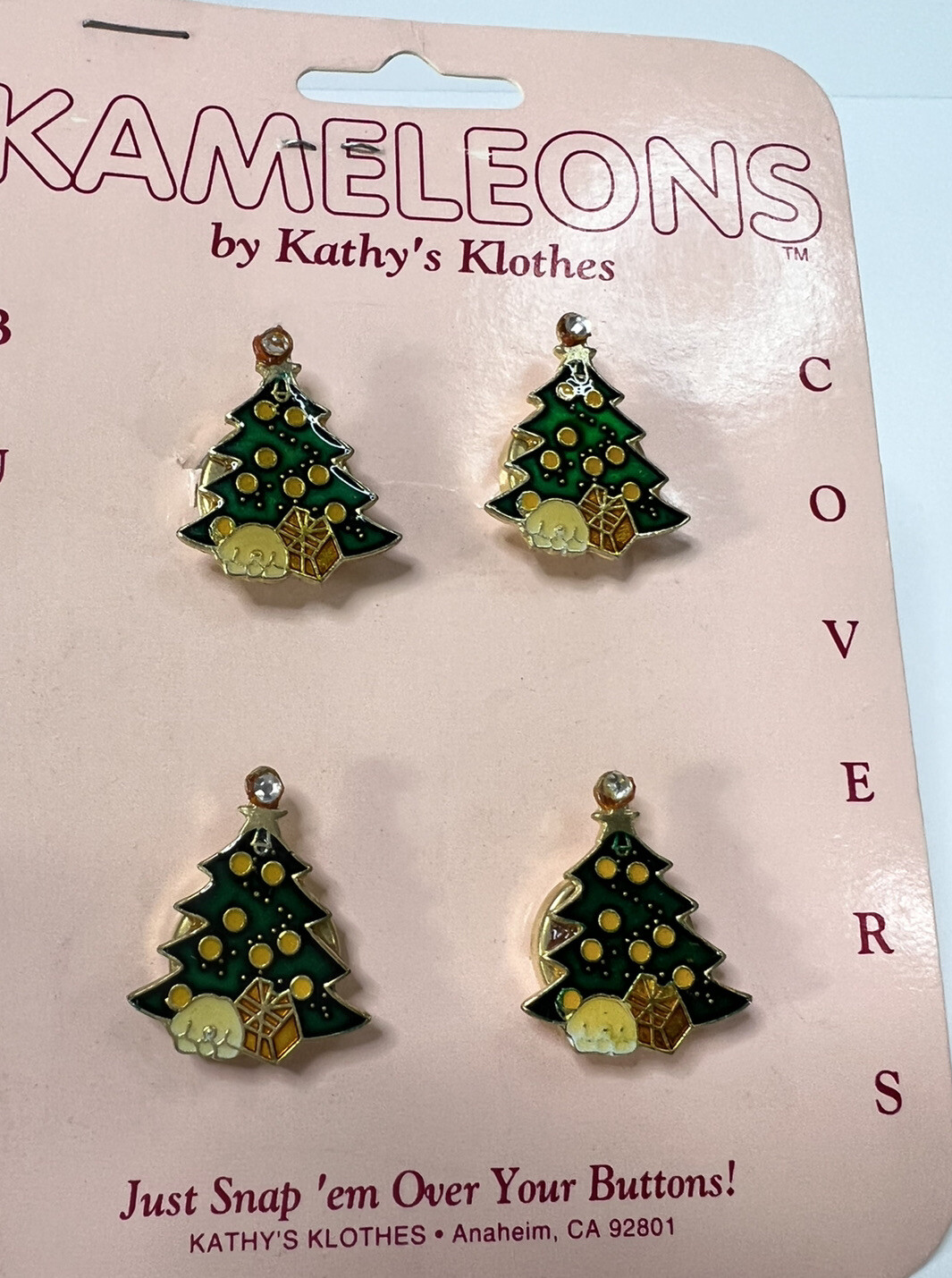 Vintage Snap On Button Covers Christmas Tree Kameleons