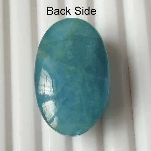 Blue Aquamarine Cabochon 41.20 Carat Oval Shape Natural Loose Gemstone 29X18 mm - Picture 6 of 6