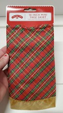 Holiday Time 18" Red/Green/Gold Trim Glitter Satin Mini Christmas Tree Skirt