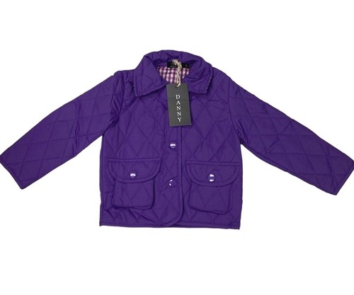 Girls Kids Quilted Jacket Poppers Pockets Pink Red Black Purple age 1-10 - Picture 11 of 11