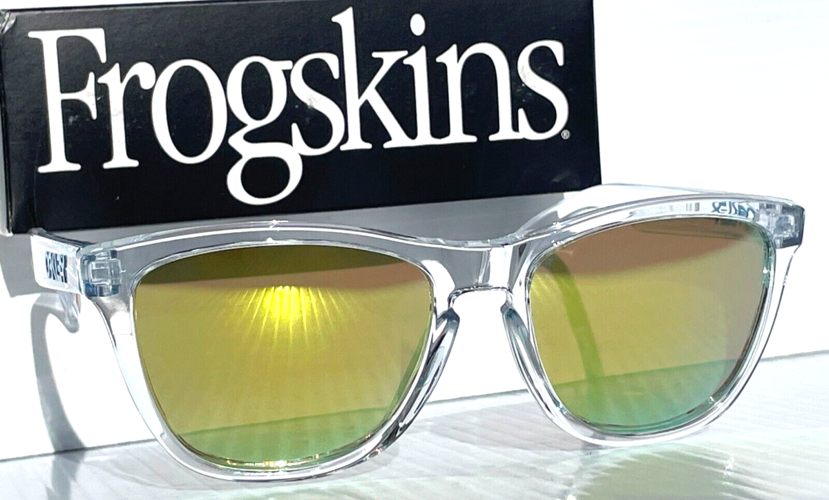 Oakley Frogskins Clear and Blue w POLARIZED Galaxy Gold Fire Lens
