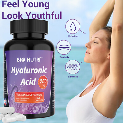 Hyaluronic Acid Supplement Joints Support Skin Health 250mg|240 Capsules Vitamin