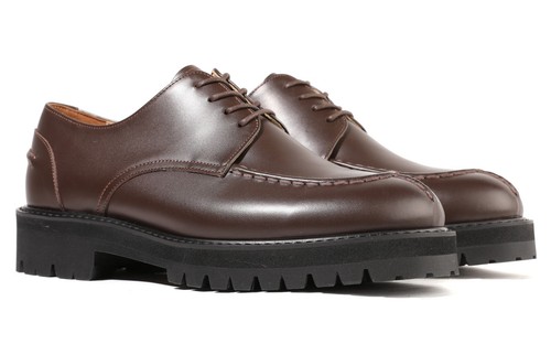 Oxford Firenze Atelier para hombre punta dividida de cuero marrón mate con suela vibram - Imagen 6 de 17