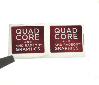 2 x Quad Core and AMD Radeon Graphics Desktop / Laptop Sticker Label 16mm x 13mm