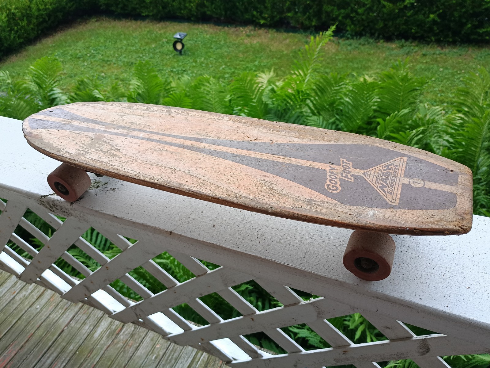Vintage 1960s Skateboard Nash Goofy Foot Wooden #7 Sidewalk Surfboard 21.5”