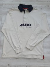 Musto Men's Long Sleeve Polo Rugby Shirt Sailing Yachting Size Medium  Logo