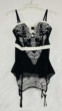 Victorias Secret Encaje Negro/Blanco Liguero Corsé Bustier Romántico Sexy Fairycore