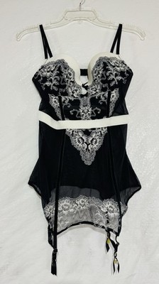 Victorias Secret Lace Black/White Garter Corset Bustier Romantic Sexy Fairycore