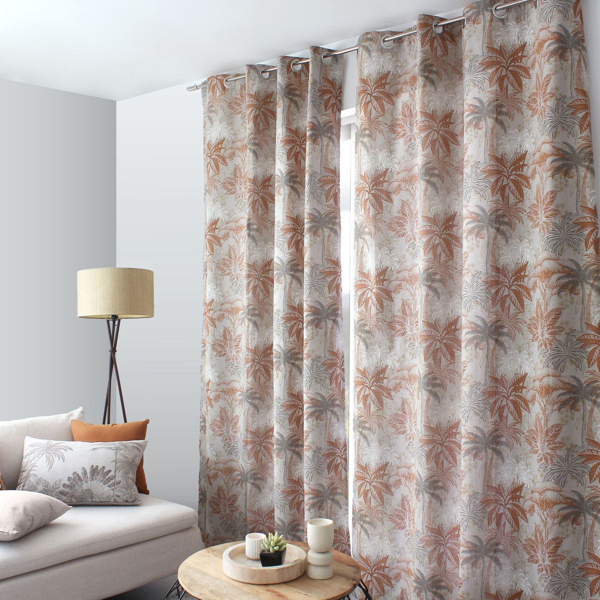 Rideau imprimé Bali 140x240cm multicolore contre le vis-à-vis pour tamiser la lumière
