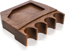 4-Hole Wood Pool Cue Holder, Portable Weighted Billiard Stick Rack, Non-Slip Cue