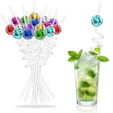 16pcs Disco Ball Straws, Party Decorations Straws with 16 PCS, Colorful