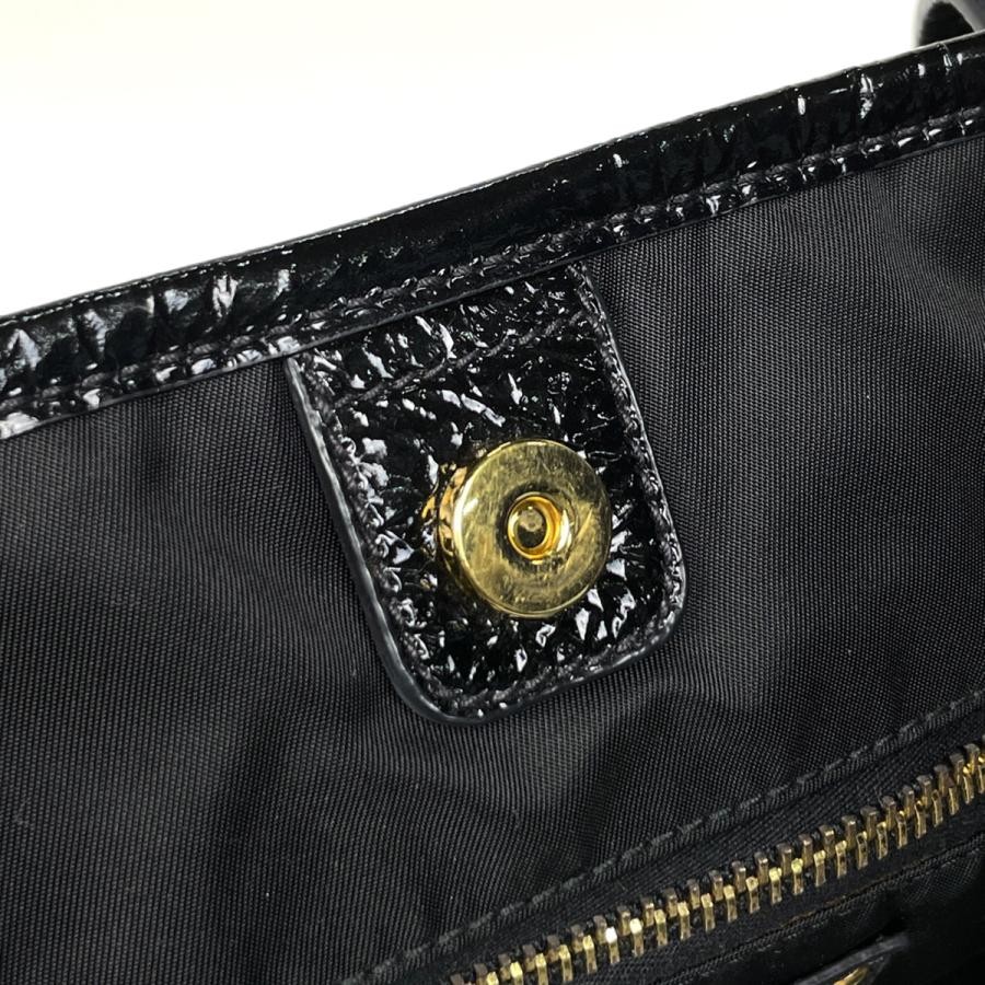 PRADA Tote Bag Handbag Shoulder Bag Nylon Patent Leather Black #BS1756 thumbnail 5