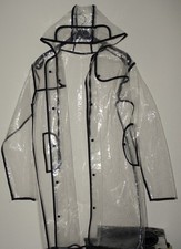 Glanz PU Unisex Regenjacke + Kapuze Regenmantel Regen Jacke Mantel H 50/M D 44/L