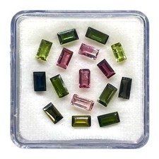 16 Pcs Natural Multi Tourmaline 5-6mm Baguette Cut Loose Untreated Gemstones