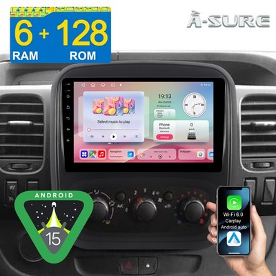 DAB+ 6+128G Autoradio Für Opel Vivaro B Renault Trafic Android 15 Carplay GPS BT