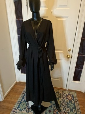 Just Quella Sheer Wrap Dress Long Elastic Sleeves  Size 18W-20W Solid Black
