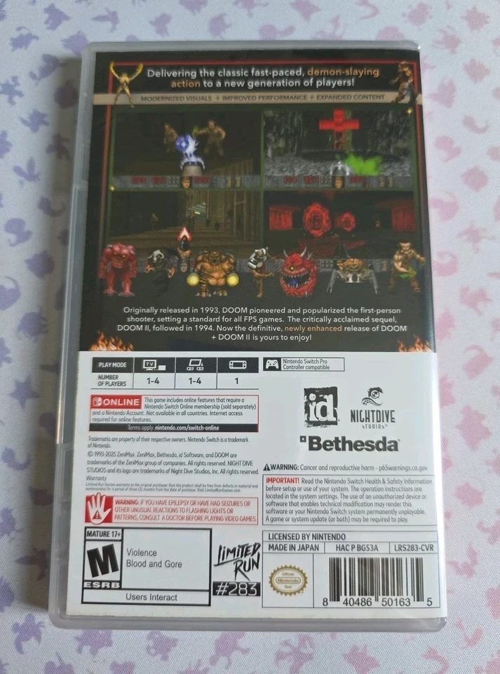 DOOM + DOOM II 1 + 2 (Nintendo Switch) — игры с ограниченным тиражом No283 — ДОСТАВКА СЕГОДНЯ! - Изображение 2 из 4