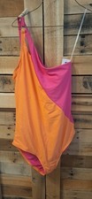 Lands' End Women's One Piece Tummy Control Swimsuit UPF 50, Pink/Orange M