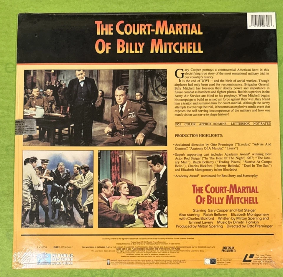 NEW SEALED The Court-Martial Of Billy Mitchell Laserdisc LV20770 LD Gary Cooper - Image 2 of 2