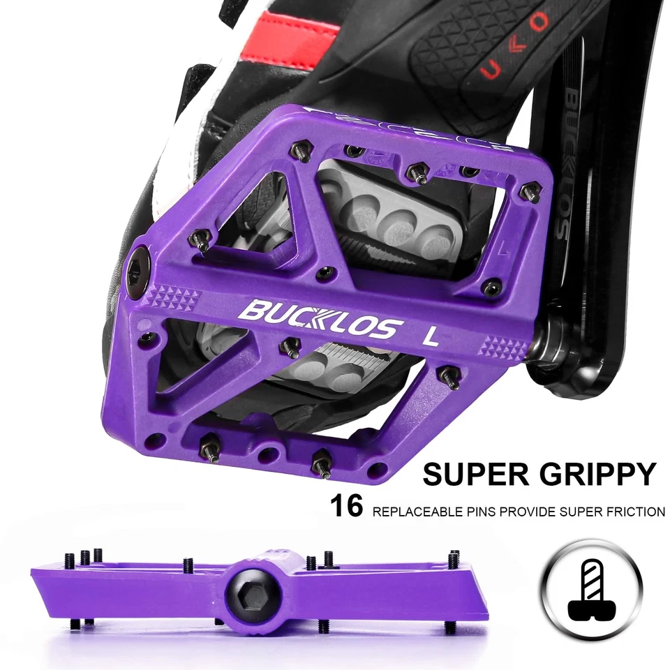 Pedales de Bicicleta de Montaña Pedales MTB Planos, Bicicleta Bicicleta de Carretera Adulto Plataforma Grande... Foto 3 de 4