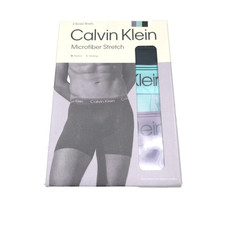 Calvin Klein 3-Pack Boxer Briefs Men Small Microfiber Stretch Black Purple Green